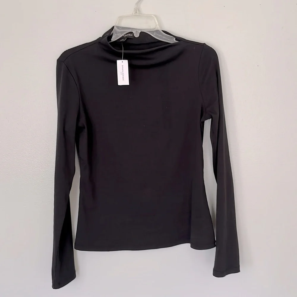 Banana Republic Black Long Sleeve Mock Neck Top - Picture 1 of 8